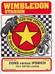 Vintage Speedway Programmes - Wimbledon Dons vs Ipswich July 1978 - Picture 1 of 1