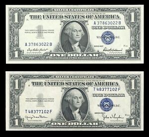 Set of 2 Silver certificates Series 1957 & 1935 Blue seal Old Money Crisp Xf-Au