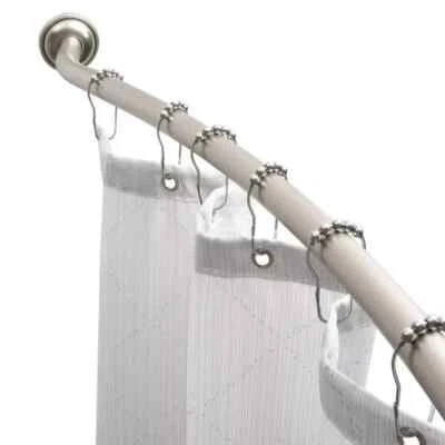 Curved Wall Mounted Shower Curtain Rod in Satin Nickel Adjustable 44 in to 72 in - Image 1 of 4