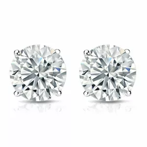 1.00 ct I SI2 Lab Created Round Diamond Stud Earrings 14K White Gold Screw Back - Picture 1 of 2