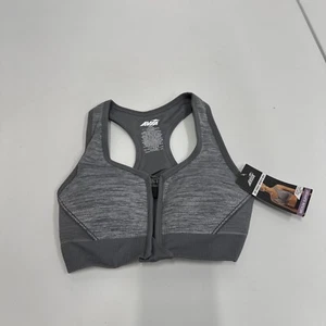 Avia Women's Seamless Zip Front Medium Support Sports Bra Grey Size Small NEW - Picture 1 of 1