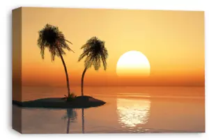 Large Seascape Sunset Love Art Print Orange Grey Framed Beach Canvas Picture - Picture 1 of 6