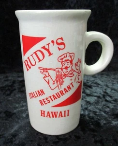 Vintage Hawaii Rudy's Italian Restaurant White Ware Demitasse Coffee Mug - Picture 1 of 5