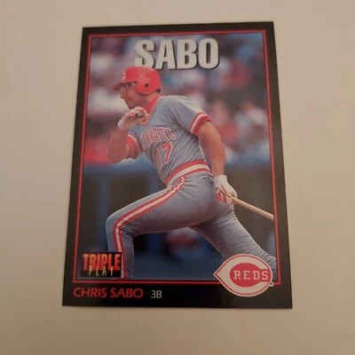 1993 Leaf Baseball Card Triple Play Chris Sabo #184 - Image 1 of 2