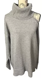 1. State Women’s 3X Knit Sweater Top Turtleneck Cold Shoulder Long Sleeve Gray - Picture 1 of 24