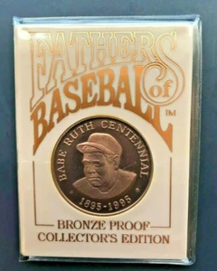 1993 Fathers of Baseball Babe Ruth Bronze Proof Coin - COA - Picture 1 of 3