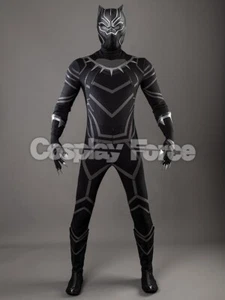 2018 T'Challa Cosplay Costume Black Jumpsuit for Men Halloween - Picture 1 of 25
