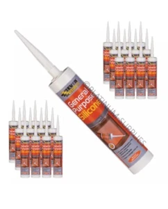 25X ALLGEMEINZWECK SILIKON DICHTMITTEL EVERBUILD 280ML PVCU VERKLEIDUNG DICHTUNG WEISS - Bild 1 von 1