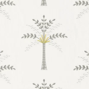 SANDERSON CURTAIN FABRIC "Palm Grove" 3.2 METRES DAFFODIL & NATURAL EMBROIDERED - Picture 1 of 4