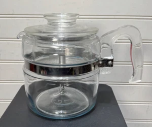 Vtg PYREX FLAMEWARE 4 cup Stovetop Glass Coffee Pot Percolator Complete - Picture 1 of 8