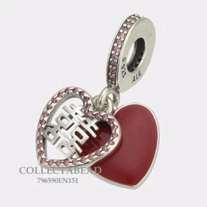 Auténtica cuenta colgante de corazón Pandora plata esterlina doble felicidad 796590EN151 - Imagen 1 de 1