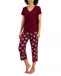 Charter Club Women's 2-Pc. Short Sleeve Cotton Pajama Set Size M 6642 - Picture 1 of 3
