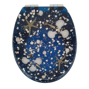 Beach Sand and Shell Bluewash Soft Close Toilet Seat - Picture 1 of 7