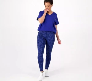 Sport Savvy Sz XS Regular Printed Ankle Length Legging BLUE ANIMAL A516234 QVC - Picture 1 of 1