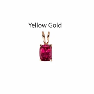 Rubellite Tourmaline Cushion 7.8x6mm, 1.36 Carat Pendant In 14k Gold (54516) - Picture 1 of 4