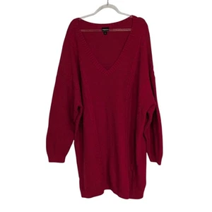 Torrid Tunika-Pullover Zopfmuster Damen Größe 4X rot Baumwollmischung V-Ausschnitt Pullover - Bild 1 von 9