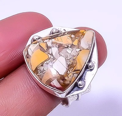 Brecciated Mookaite 925 Sterling Silver Designer Artisan Handmade Ring 9 R88 A31 - Image 1 of 4