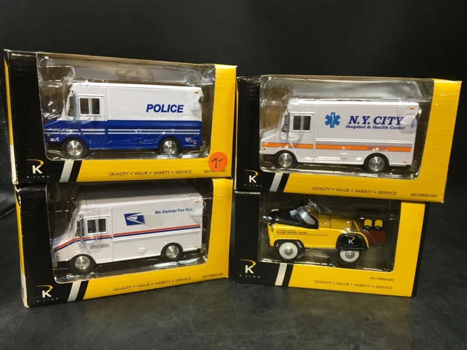 (4) K-Line Kruisers Train Accessories Die-Cast Metal Trucks Mail Truck & More! - Image 1 of 4