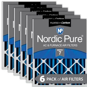 Nordic Pure 18x24x4 (3 5/8) Pleated Air Filters MERV 7 Plus Carbon 6 Pack - Picture 1 of 7