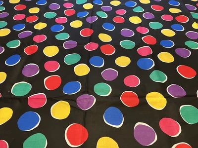 5+ yards Vintage Large Bright Color Dots on Black Background, Princess Fabrics - Image 1 of 4