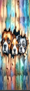 PUPPIES PEEPING FENCE -CAT,FLOWERS, BIRDS,DOGS,PIXIES-BOOKMARK &TASSEL - Foto 1 di 1