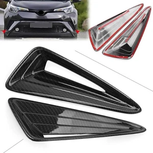 2x Fit Toyota C-HR 2016-2018 2017 Carbon Fiber Style Front Fog Lamp Cover Trim - Picture 1 of 11