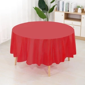 10pcs PEVA Plastic Table Covers Elastic Round Tablecloths Party Wedding - Picture 1 of 17