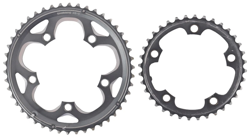 Shimano SG-X Road Bike 2x10 Speed Chainring Set 46/36T Gray 110 BCD Alloy 5 Bolt - Image 1 of 2
