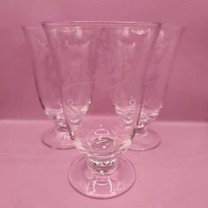 Set Of 3 Princess House Heritage Crystal Footed Glasses, Floral Etched, 6" Tall - Picture 1 of 4