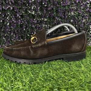 Gucci Horsebit Halbschuhe Herren Größe 10 Braun Wildleder Leder Elegant Schuhe Bequem - Bild 1 von 11