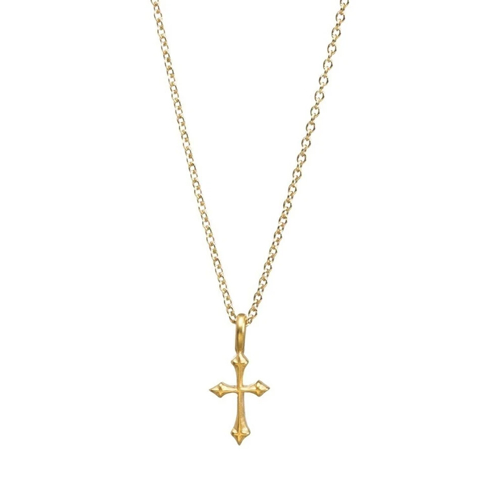 Dogeared "Faith" 14k Gold-Plated Mini Gothic Cross Pendant Necklace, 18" NEW - Image 1 of 1