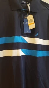 Nautica Polo T-Shirt Navy Short Sleeves Two Buttons 100% Cotton Small 27"x21" - Picture 1 of 11