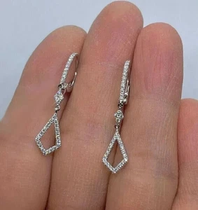 2 Ct Round Simulated Diamond Women's Drop/Dangle Earrings 14k White Gold Plated - Picture 1 of 7