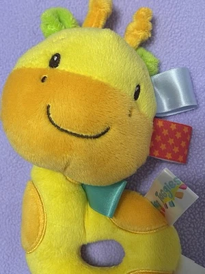 Taggies 长颈鹿摇铃黄色橙色柔软五颜六色的丝带安全毛绒 — 第 1/4 张图片