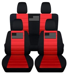 Fundas de asiento de coche delanteras y traseras para Jeep Wrangler JK 2011-2017 2 puertas negro rojo - Imagen 1 de 8