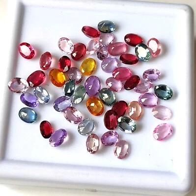 3X4 MM OVAL CUT AAA+ NATURAL MULTI SAPPHIRE FACETED CALIBRATED GEMSTONE 50 PIECE - Image 1 of 4