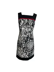 Abito da donna bianco nero Barn taglia 6 senza maniche elasticizzato geometrico - Foto 1 di 7