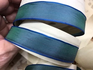 vintage rayon ribbon acetate 5/8" peacock blue 1yd made in France - Picture 1 of 4