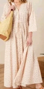 Monsoon Beach Leni Leopard Print UK Medium Neutral Maxi Dress Animal Bnwt Peach - Picture 1 of 6