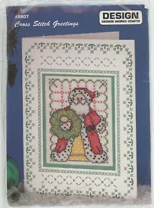 Design Works Santa with Wreath 5807 Greeting Card Counted Cross Stitch KIT - Picture 1 of 2