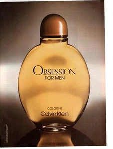 1992 Obsession for Men Calvin Klein Print Ad With Unopened Scent Strip - Picture 1 of 3