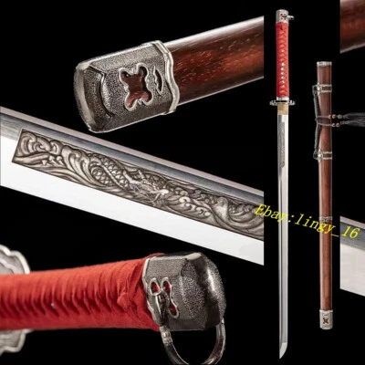 Tachi Sharp High Carbon Steel Straight Katana Japanese Samurai Sword W/Dragon - Image 1 of 4
