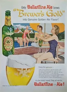 1957 Vintage Ballantine Ale Druck Anzeige. Poolparty. - Bild 1 von 1