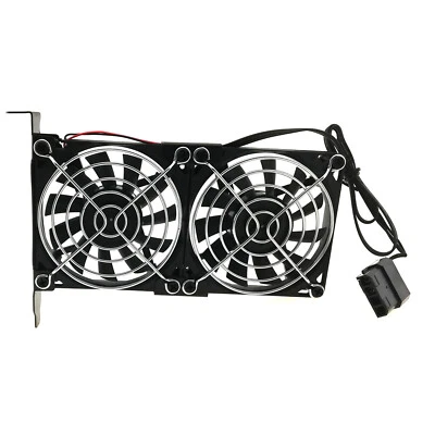 PCIe Cooler Dual 80mm Fan 3500rpm PC GPU Cooling Slim ATX Bracket 3/4pin Power - Image 1 of 4