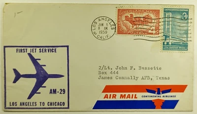 1959 First Jet Service AM-29 Los Angeles to Chicago Airmail Cover Continental - Image 1 of 2