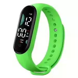 1pc LED Electronic Watch Outdoor Touch Screen Silicone Digital Sports Green - Picture 1 of 1