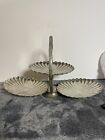 Vtg Made In England Folding Tray Silver Plate 3 Tier Shell  BB-3