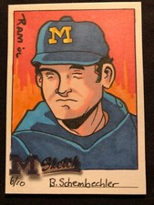 TK LEGACY MICHIGAN WOLVERINES BO SCHEMBECHLER HANDDRAWN LIM COLOR SKETCH CARD