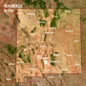 Mapa de Nuevo México de día y de noche - Tarjeta de felicitación postal lenticular 3D - Imagen 1 de 2
