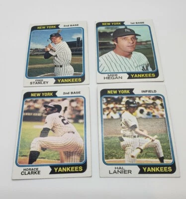 Lote De 4 Cartas De Colección 1974 New York Yankees Topps Infielders Stanley, Clarke  Foto 1 de 4